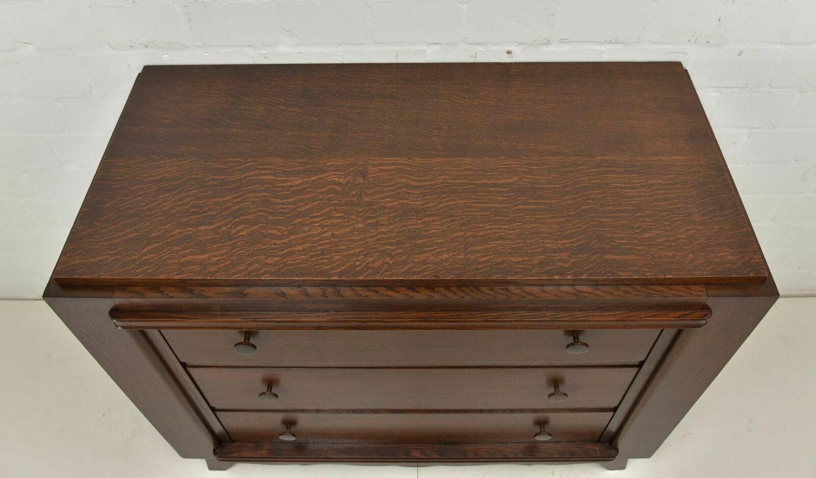 Antique! Drawer Chest Ode Oak Brutalist Art Deco Vintage 1940 Charles Dudouyt photo for sale