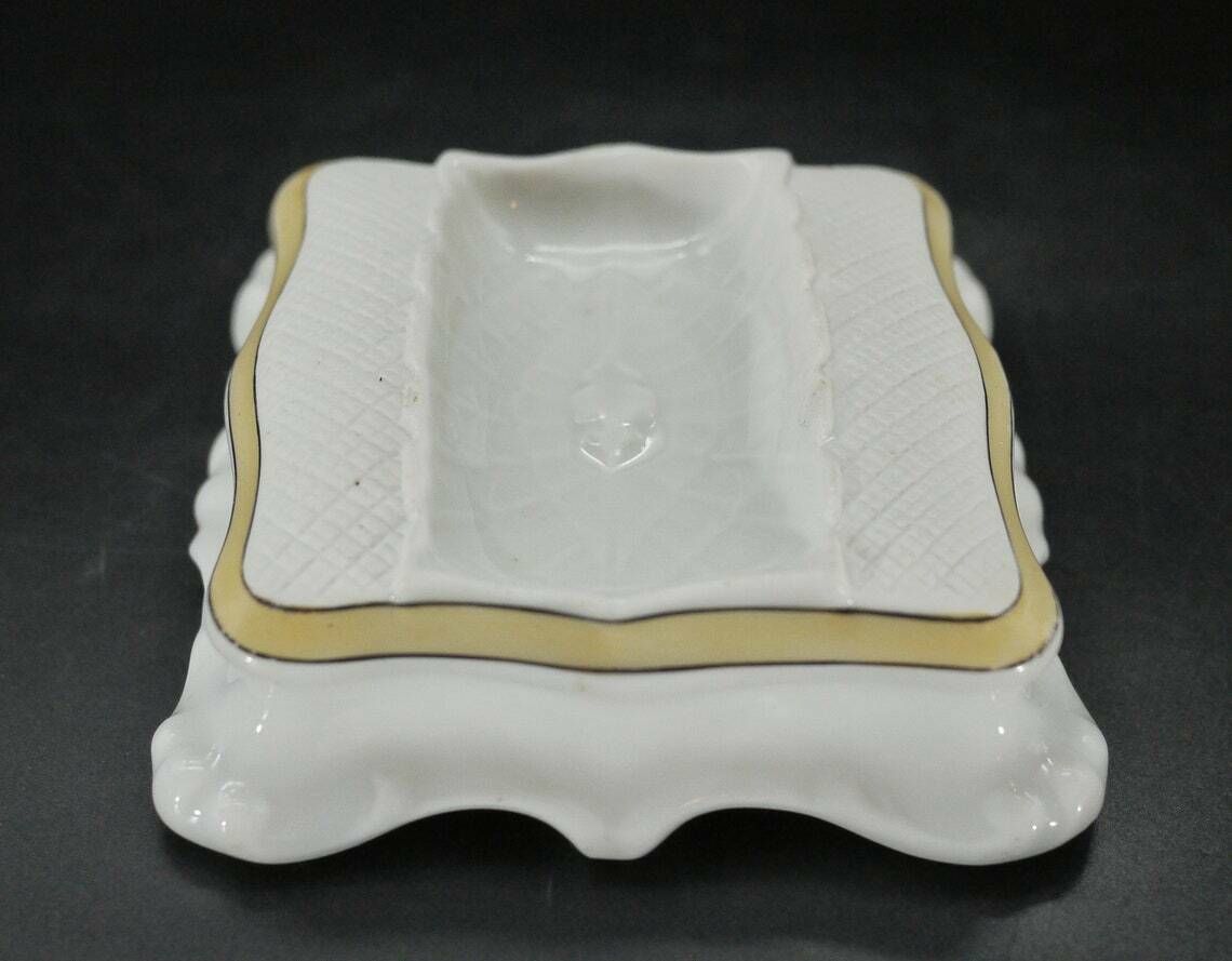 Antique French Porcelain Ashtray And Striker