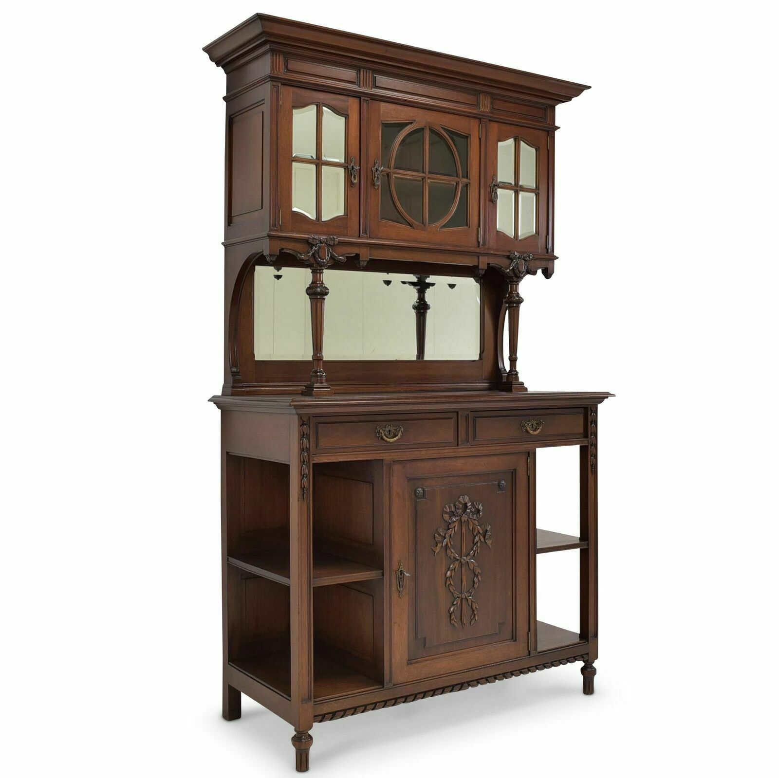 Antique! Buffet Cabinet Restored Historicism / Louis XVI Around 1910 Mahogan