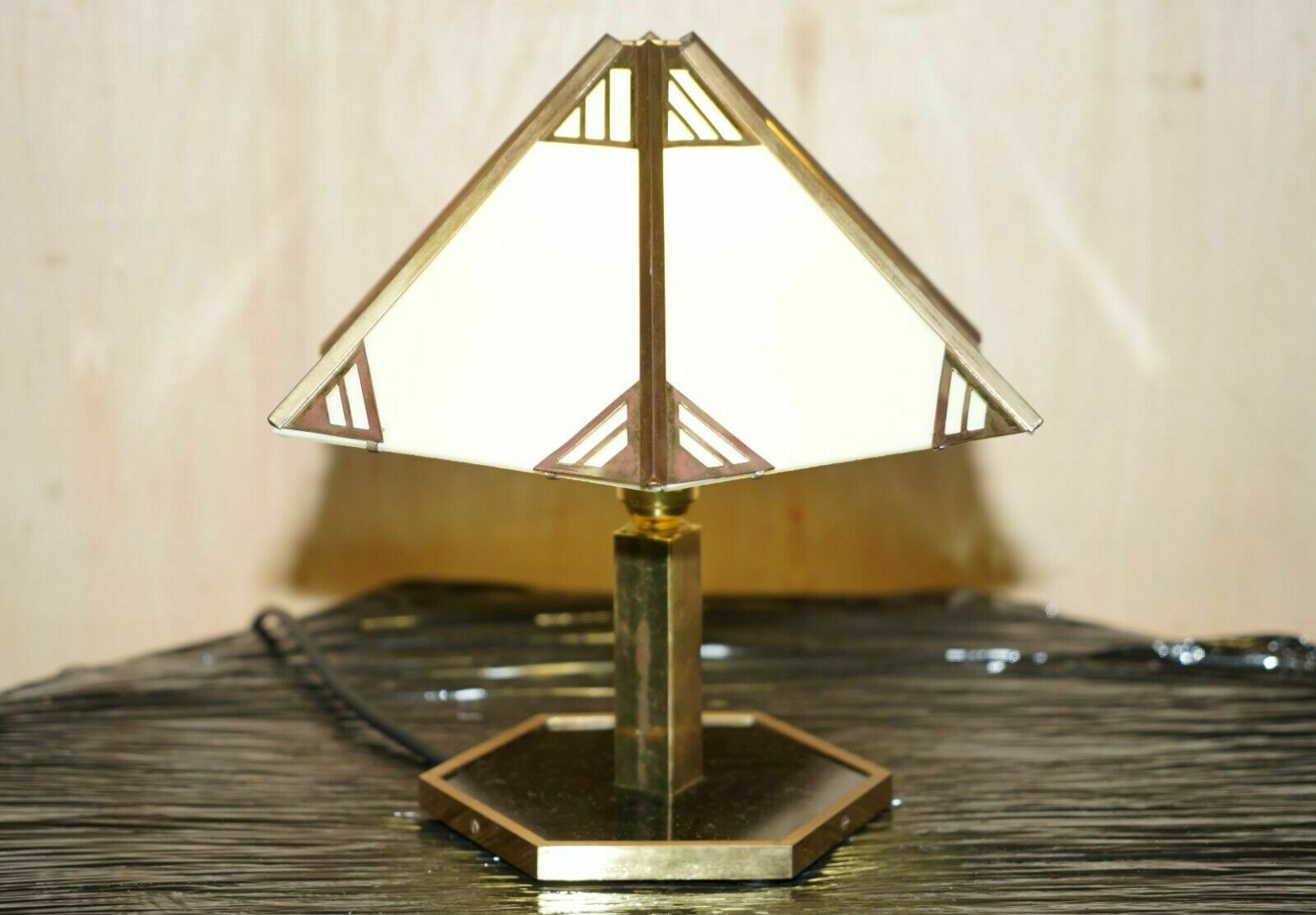 Stunning Pair Of Italian Circa 1930's Brass & Lucite Table Lamps Fully Restored photo for sale