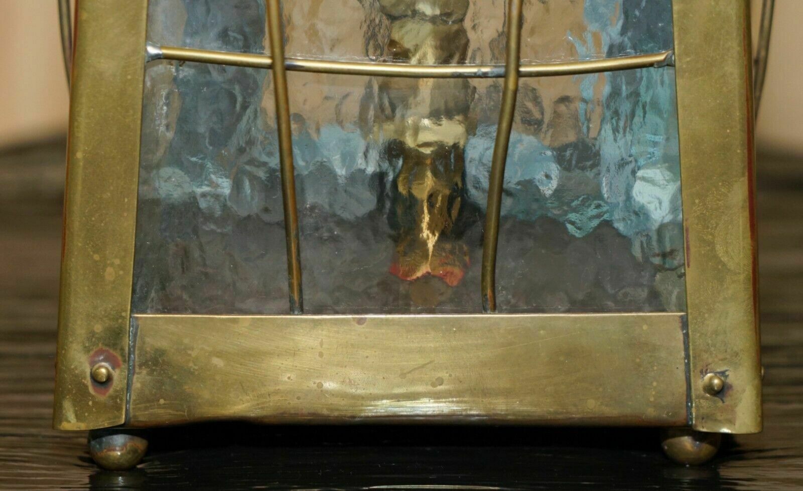 1250.0 Antique Art Neouve Brass And Frosted Glass Hanging Lantern Or Table Lamp photo