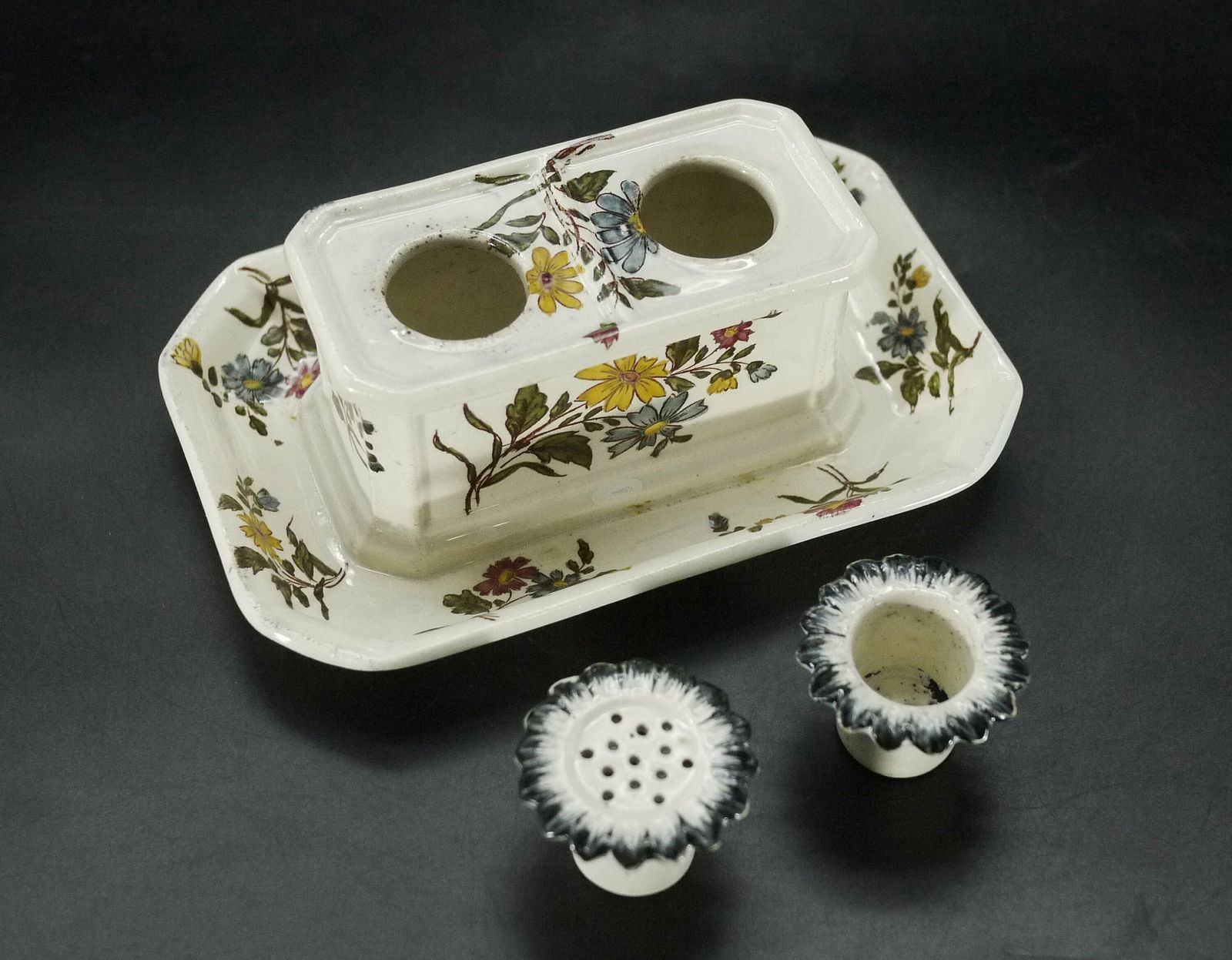 Antique French Faience Ink Pot And Sander photo 451.0