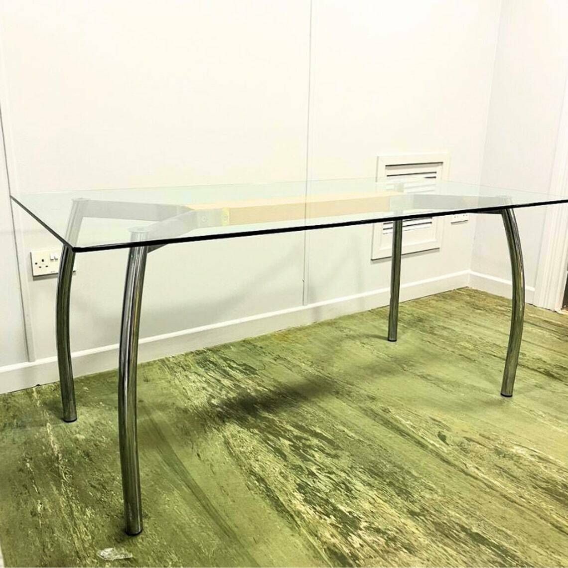 Italian Glass Topped Table With Chrome Legs