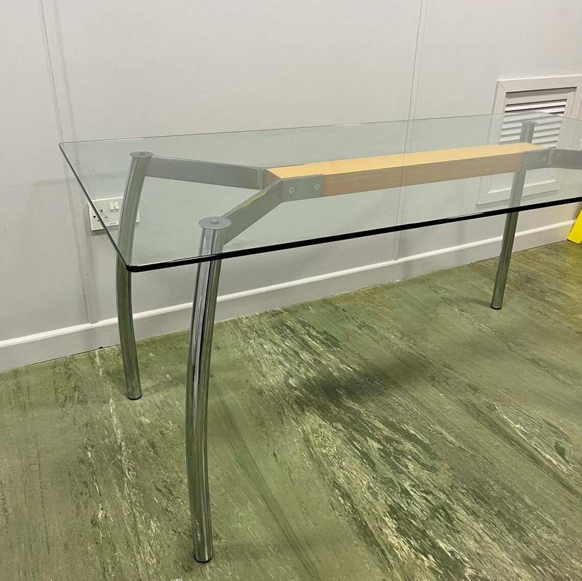 Italian Glass Topped Table With Chrome Legs photo Furniture