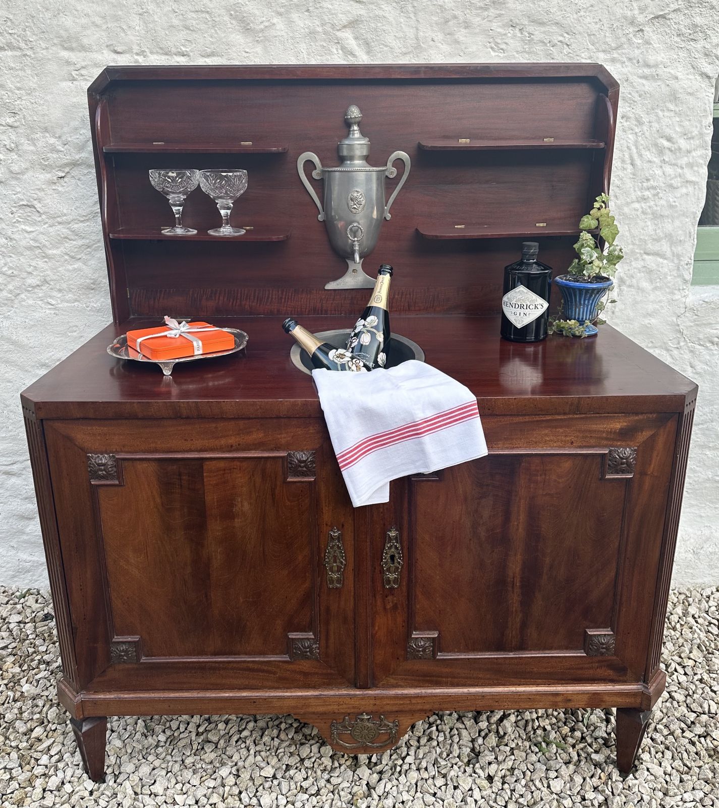 Versatile French Napoleon III Metamorphic Gilt Metal Mounted Mahogany Commode & Travelling Washstand