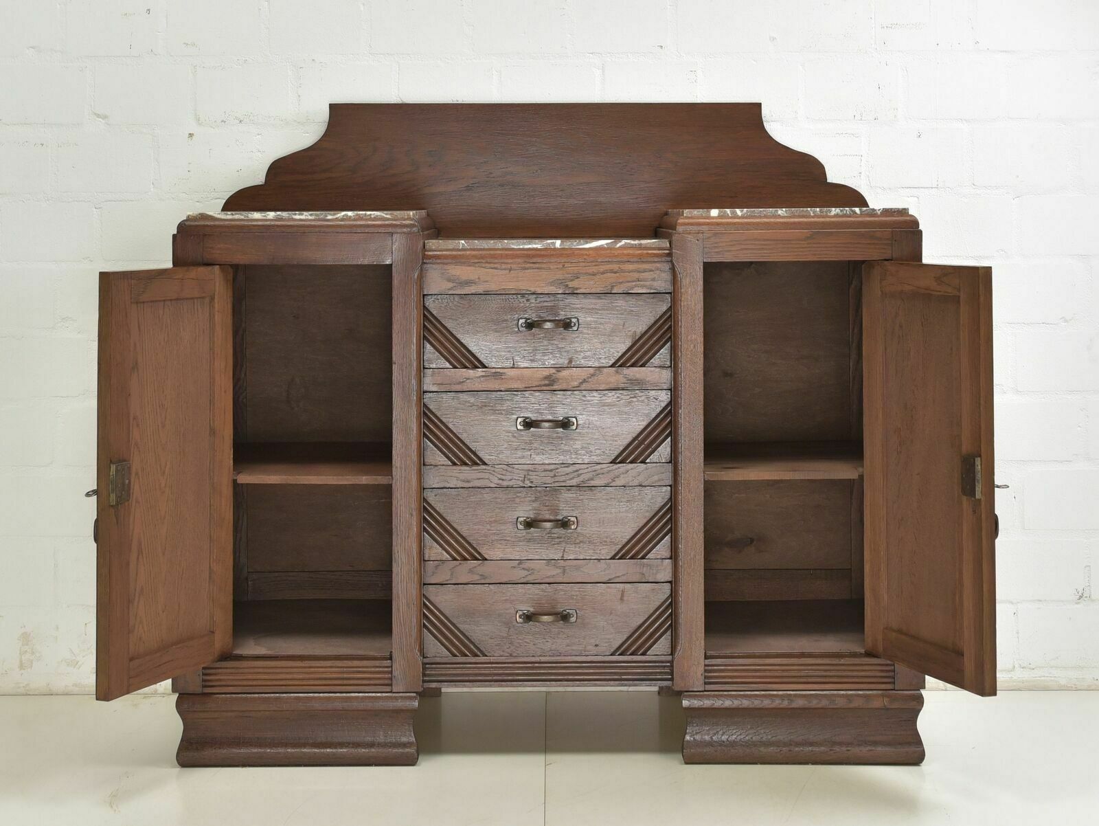 Antique! Sideboard Restored Art Deco Around 1925 Oak Chest Of Drawers Sideboard Cabinet photo for sale