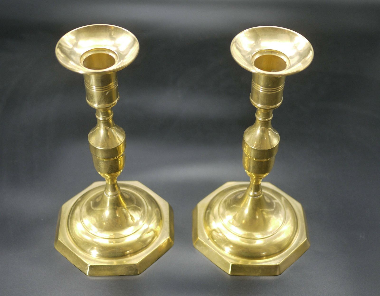 Couple Pair Brass Candle Holders, Antique French Candlesticks photo for sale