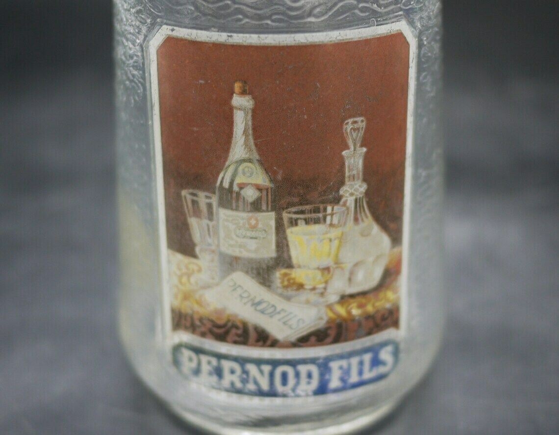 Pernod Fils Antique Glass Decanter   Advertising Chromo Pernod photo furniture