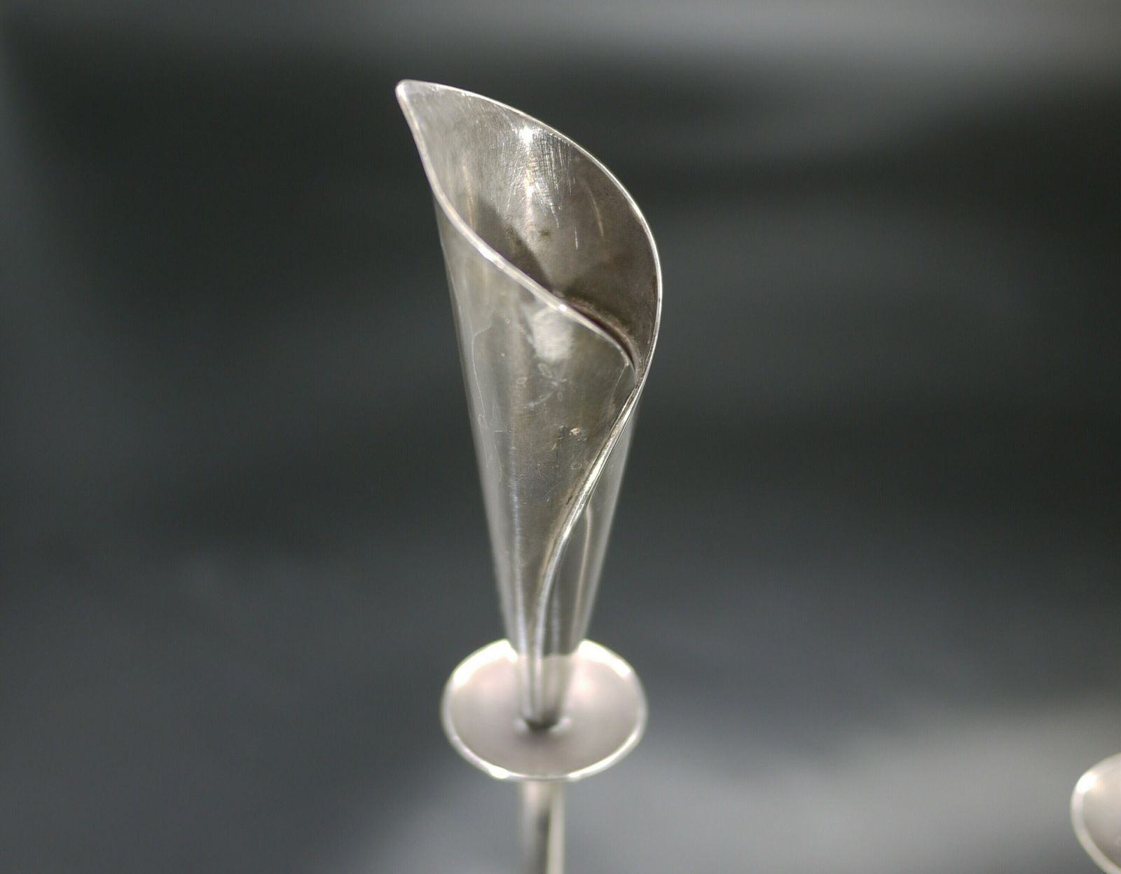 Pair Of Hans Jensen Calla Lily Silver Plated Two Light Candlesticks photo vinterior