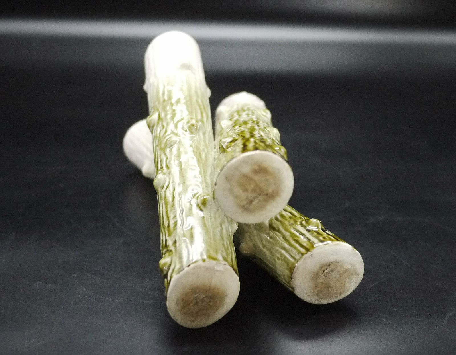 Antique French Majolica Tree Trunk Bud Vase photo vinterior