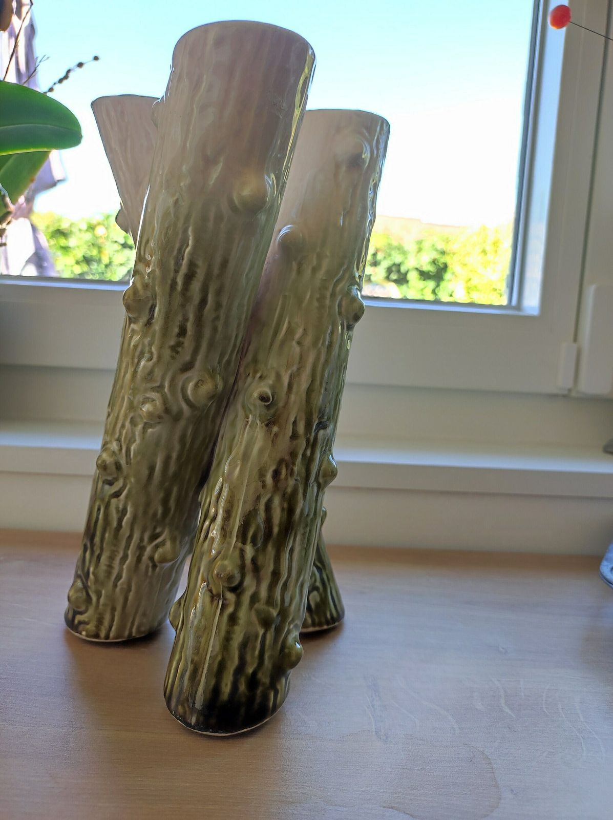Antique French Majolica Tree Trunk Bud Vase photo buy