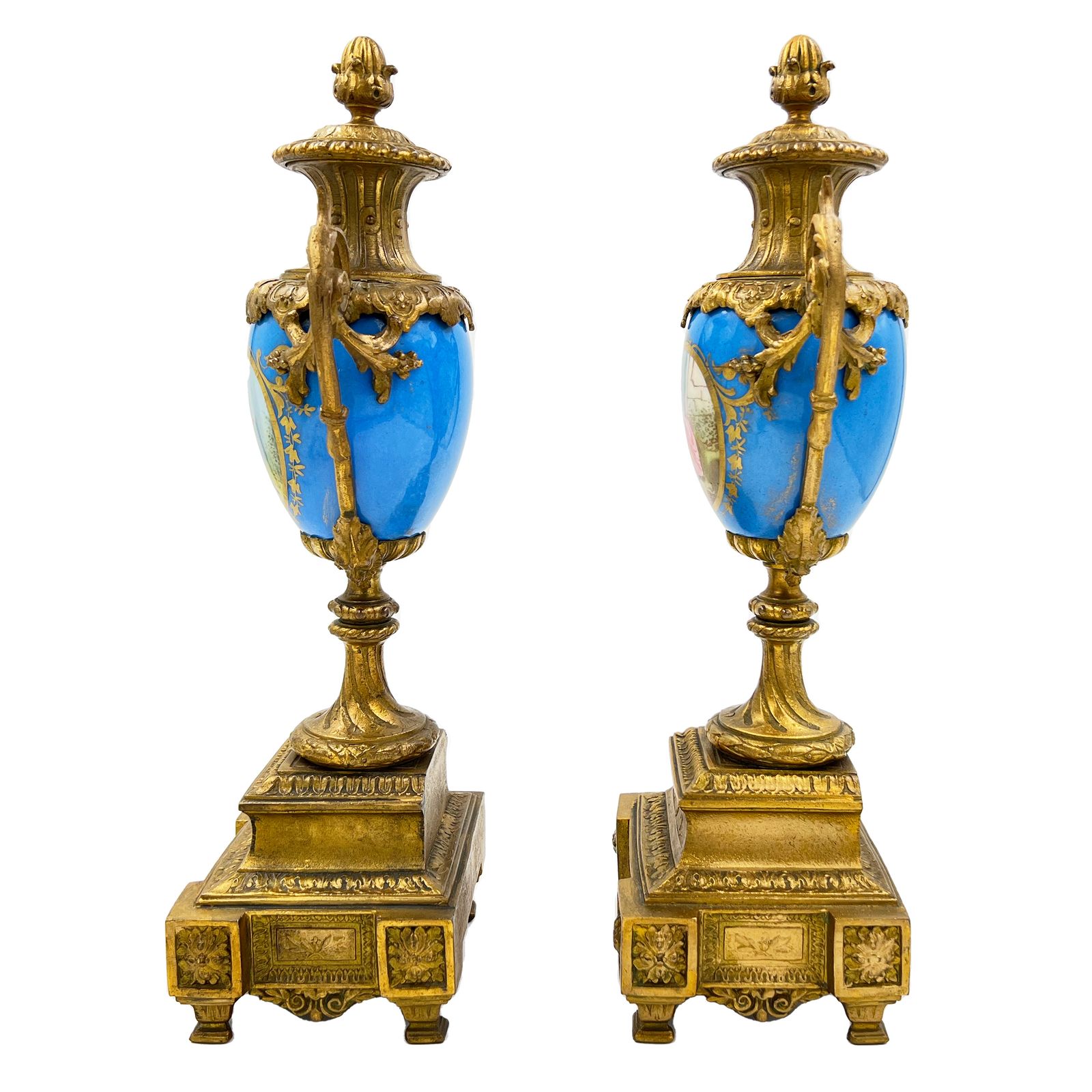 A Pair Of French Sevres Style Porcelain Urns, With Gilt Bronze Mounts, 19th Century photo furniture