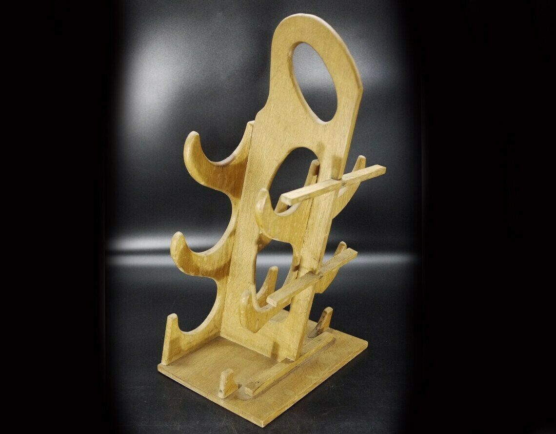 Vintage French Wooden Wine Rack Countertop photo vinterior