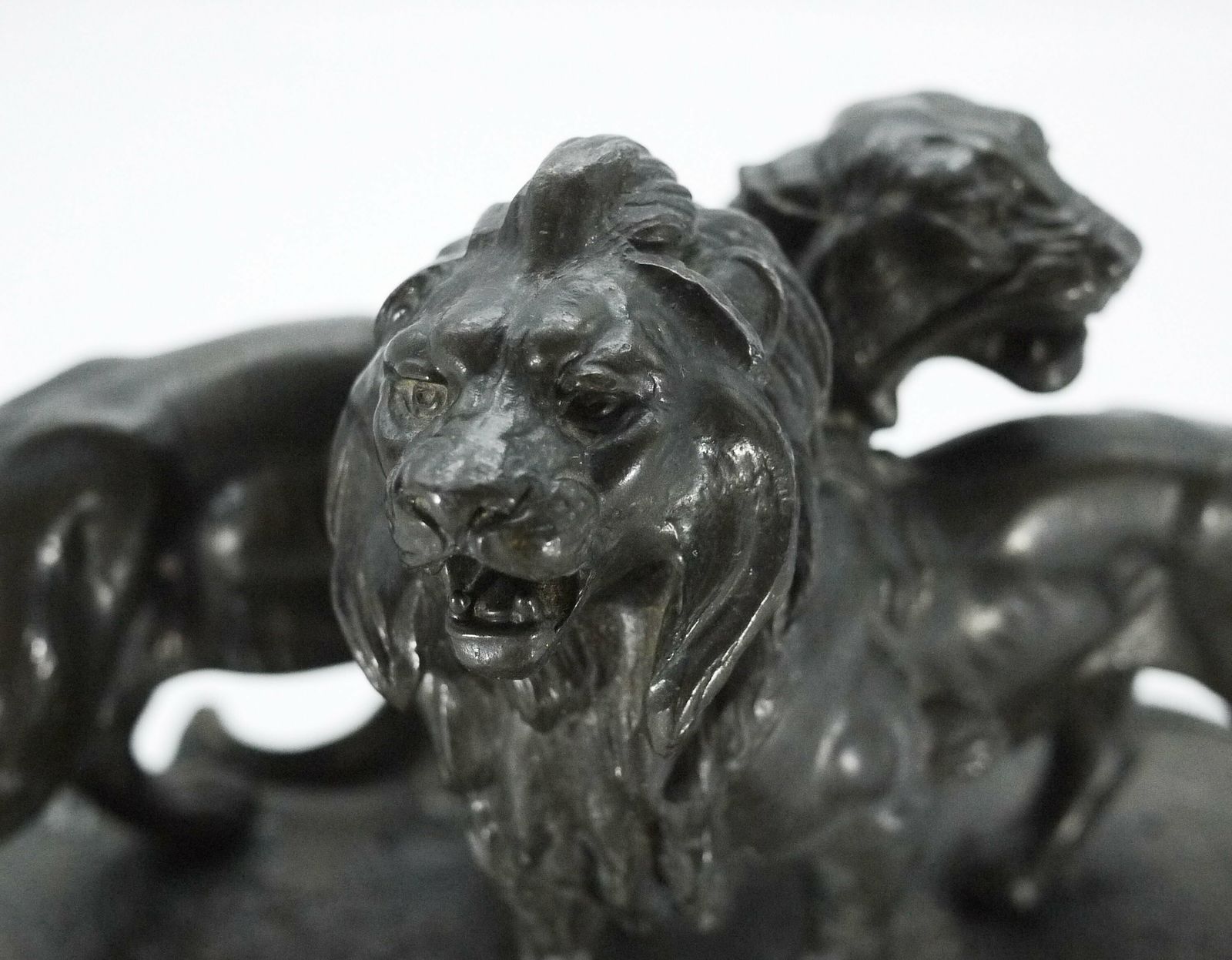 Antique French Spelter Inkstand With Lions, Double Inkwell photo buy