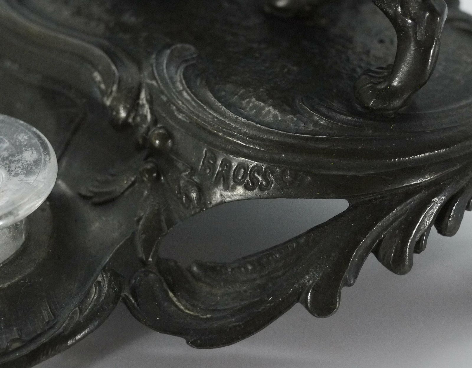photo furniture Antique French Spelter Inkstand With Lions, Double Inkwell