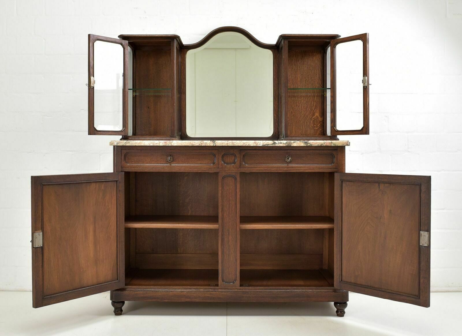 Antique! Display Cabinet K Restored Art Deco Around 1925 Oak Sideboard Buffet photo for sale