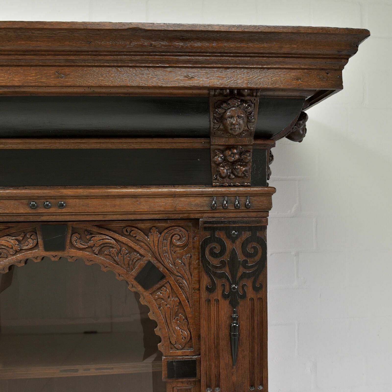 Antique! Large Flemish Display Cabinet Restored Oak Renaissance Baroque photo vinterior