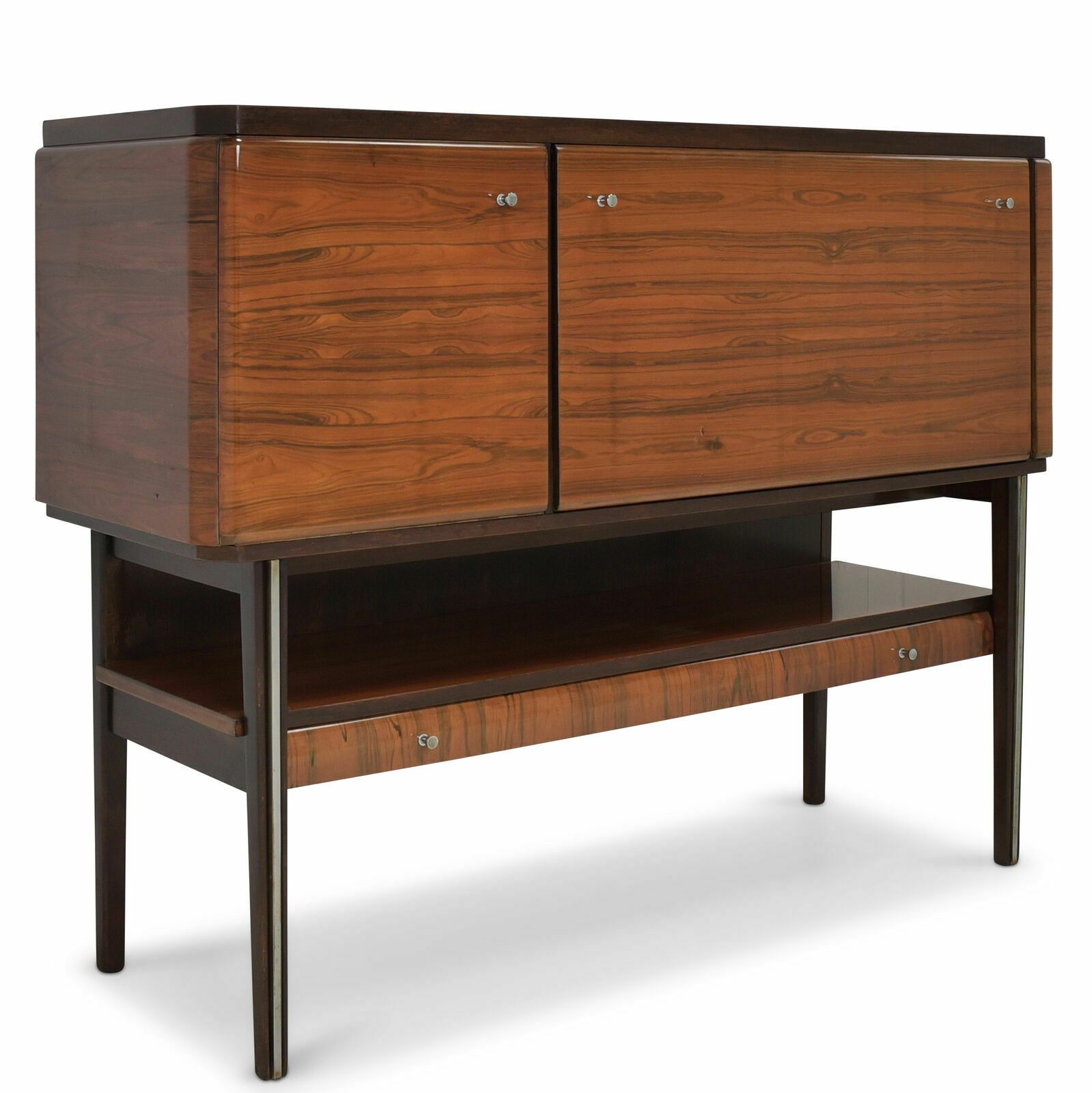 Bar Cabinet Highboard Sideboard Rosewood Retro Vintage Illuminated Around 1970