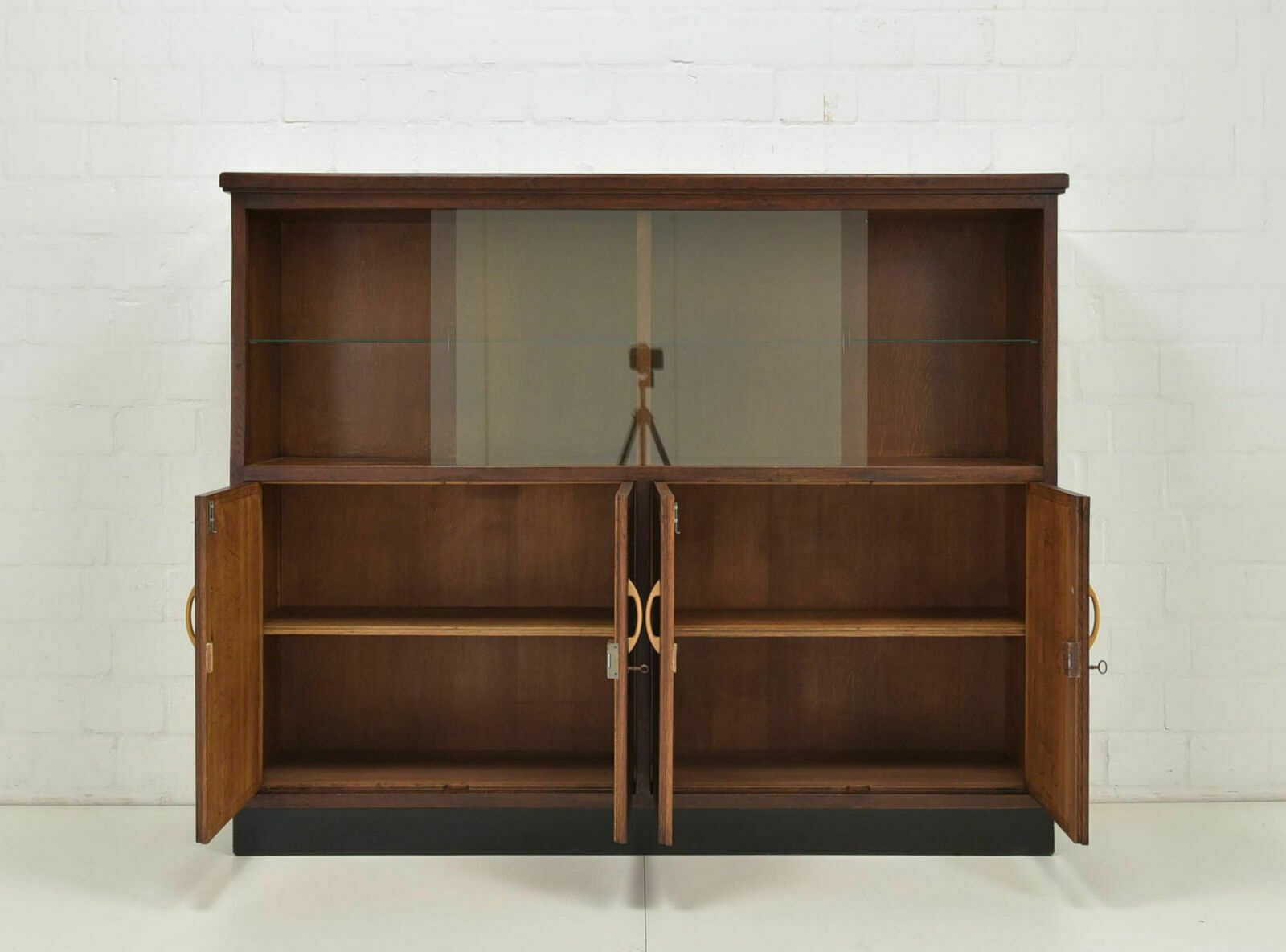 Antique! Display Cabinet K Restored Art Deco / Bauhaus Around 1940 Oak Highboard photo for sale