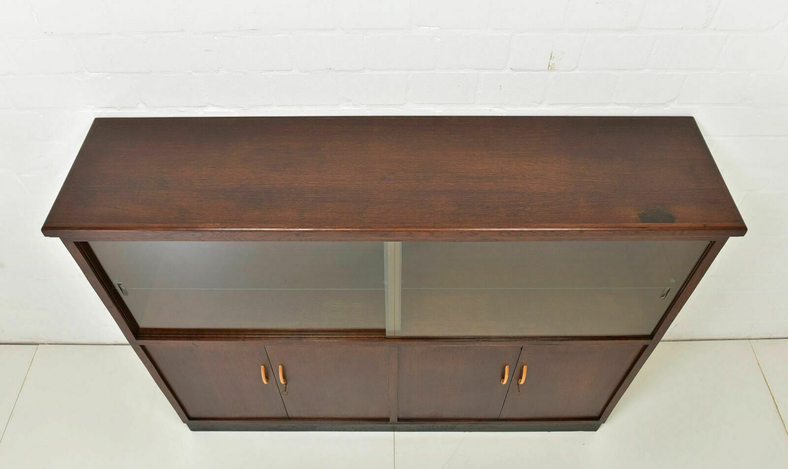 Antique! Display Cabinet K Restored Art Deco / Bauhaus Around 1940 Oak Highboard photo vintage
