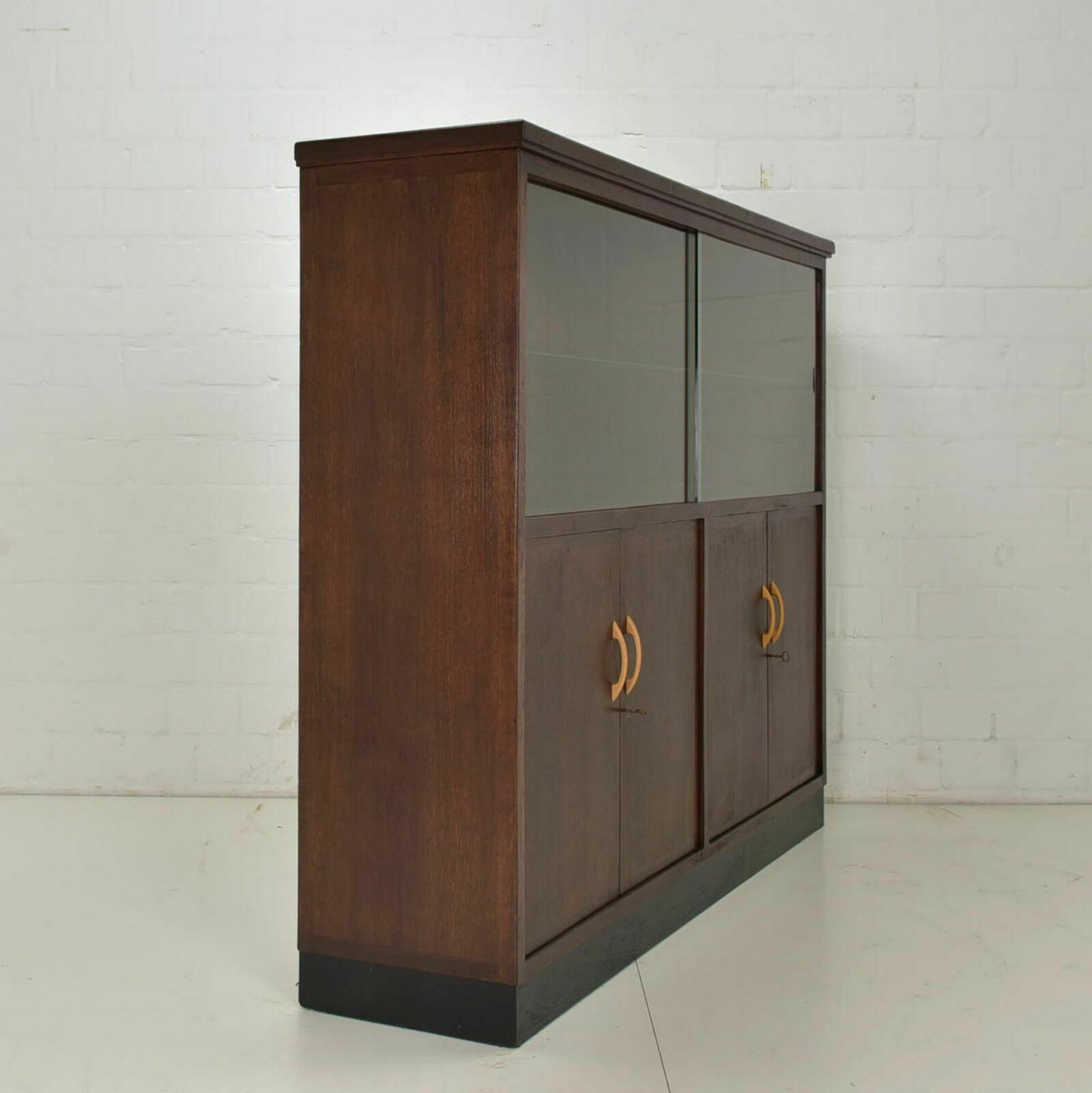Furniture Antique! Display Cabinet K Restored Art Deco / Bauhaus Around 1940 Oak Highboard photo
