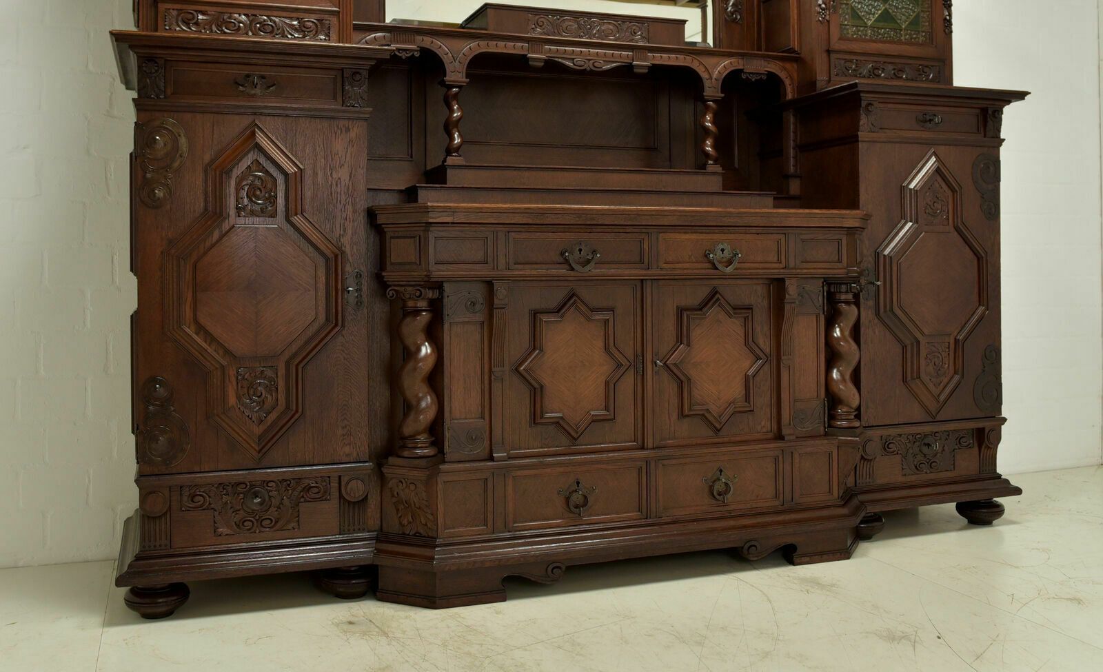 photo for sale Antique! Xxl Buffet Cabinet Restored Art Nouveau / Historicism Oak Credenza