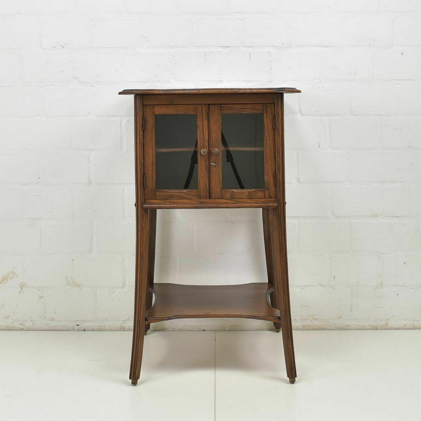 Antique! Small Showcase Restored Art Nouveau Around 1920 Elm Rüster Side Cabinet K photo furniture