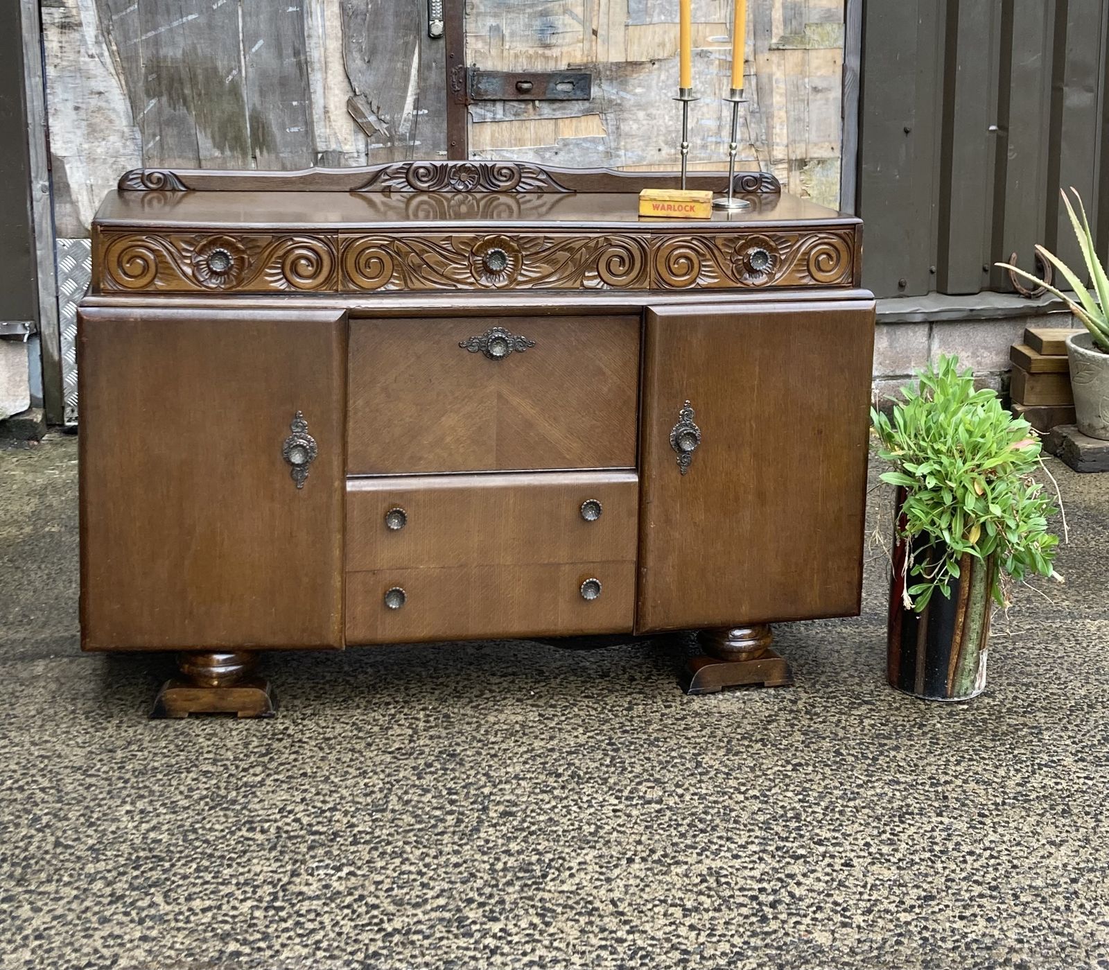 Mid Century English Scully Furniture Oak Sideboard photo vintage