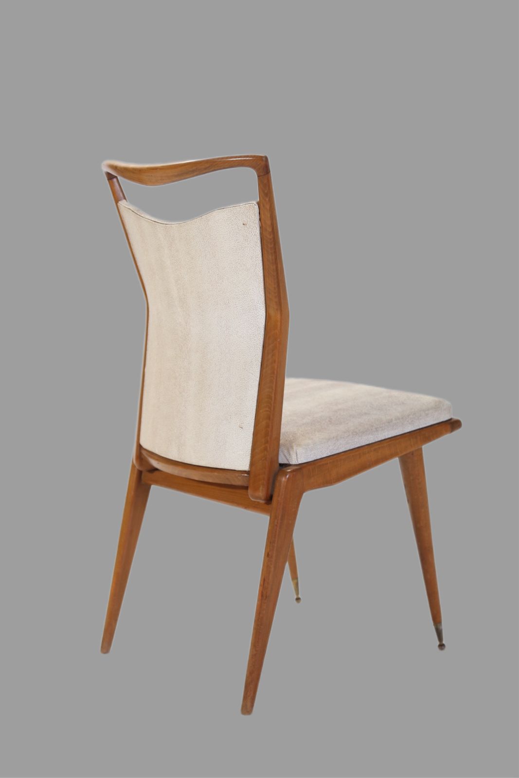 Set Of 4 French Mid Century Modern Teak Dining Chairs With Sculpted Brass Sabots photo 950.0