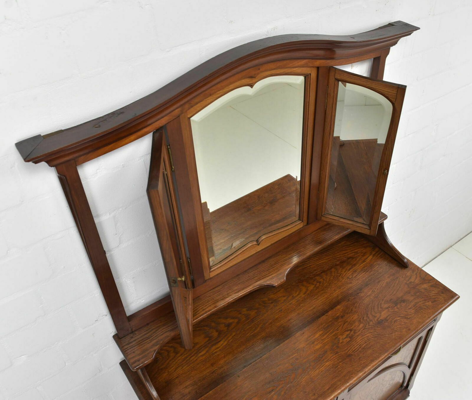 1028.0 Antique! Mirror Dresser Restored Art Nouveau Art Nouveau Around 1915 Mahogany photo