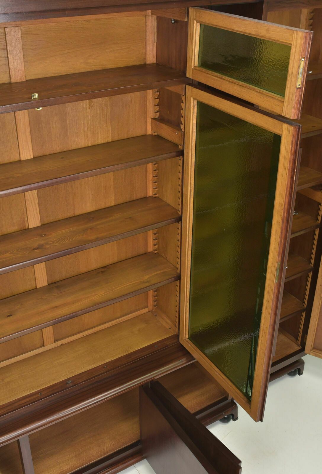 Antique! Large Bookcase Restored Art Deco Around 1925 Display Cabinet K Xl photo vinterior