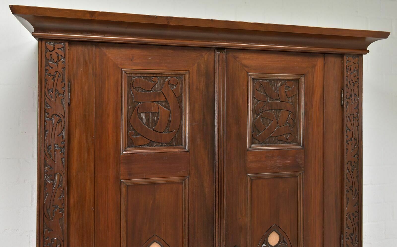 Antique! Hall Cabinet Restored Art Nouveau Gothic 1909 In The Style Of Riemerschmid photo vintage