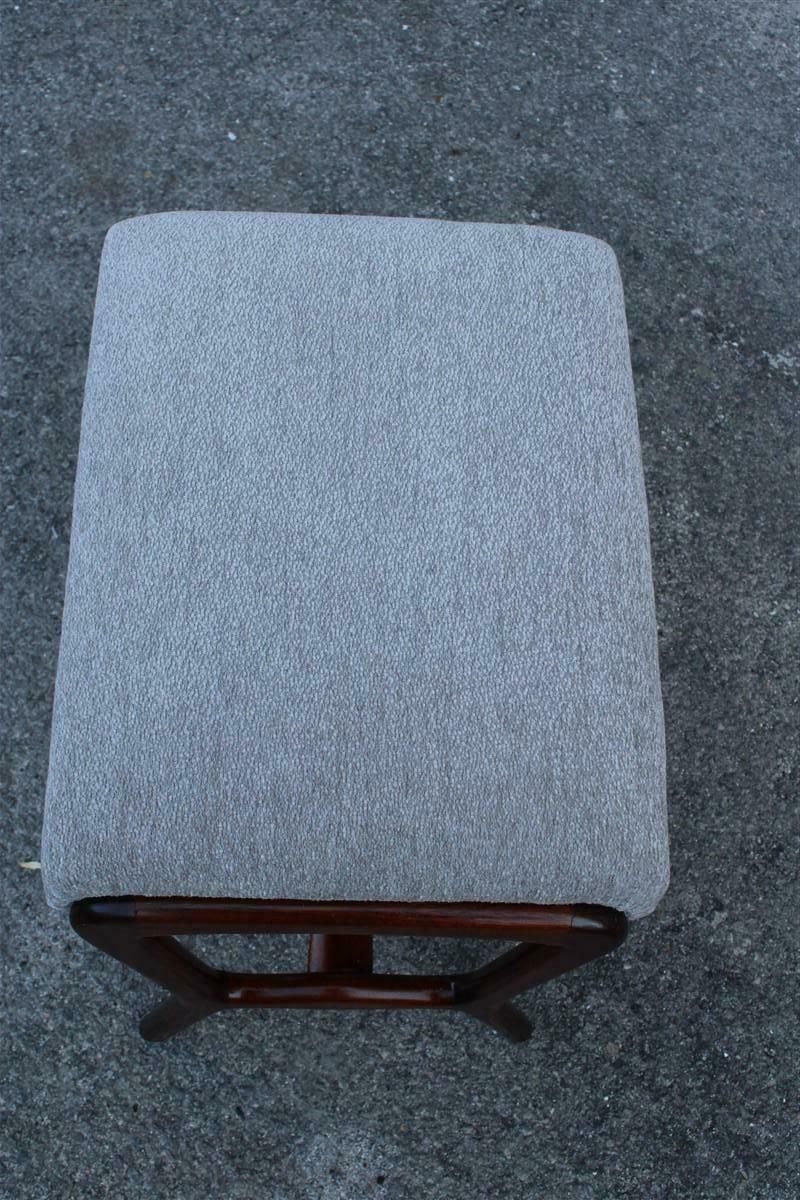 Mid Century Mahogany And Grey Velvet Stool Carlo De Carli Style 1950s photo vintage