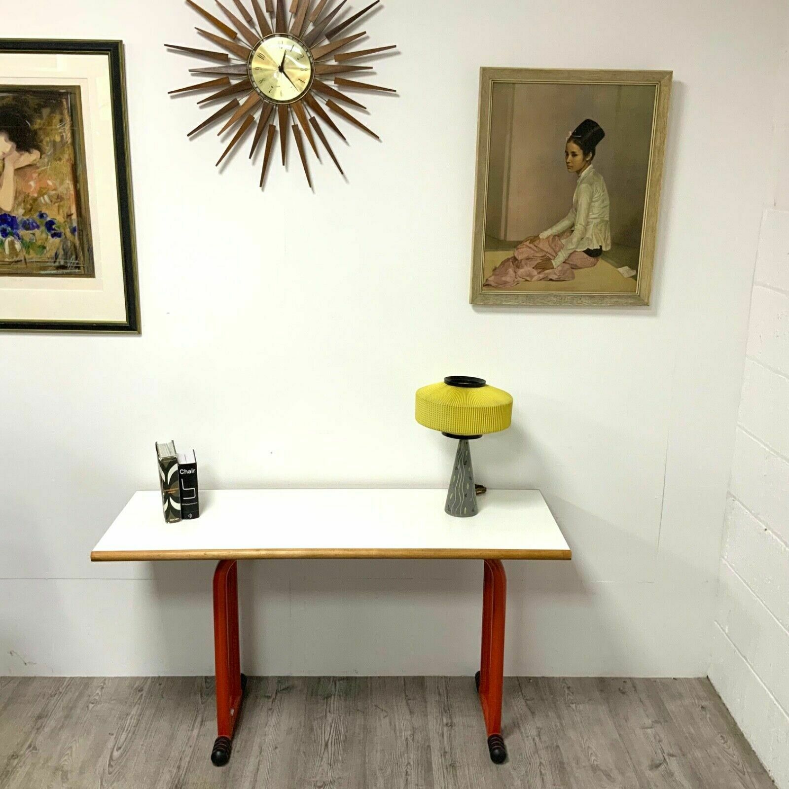 Joe Colombo For Bieffeplast White And Orange Desk Italian 1970s Mcm photo vintage