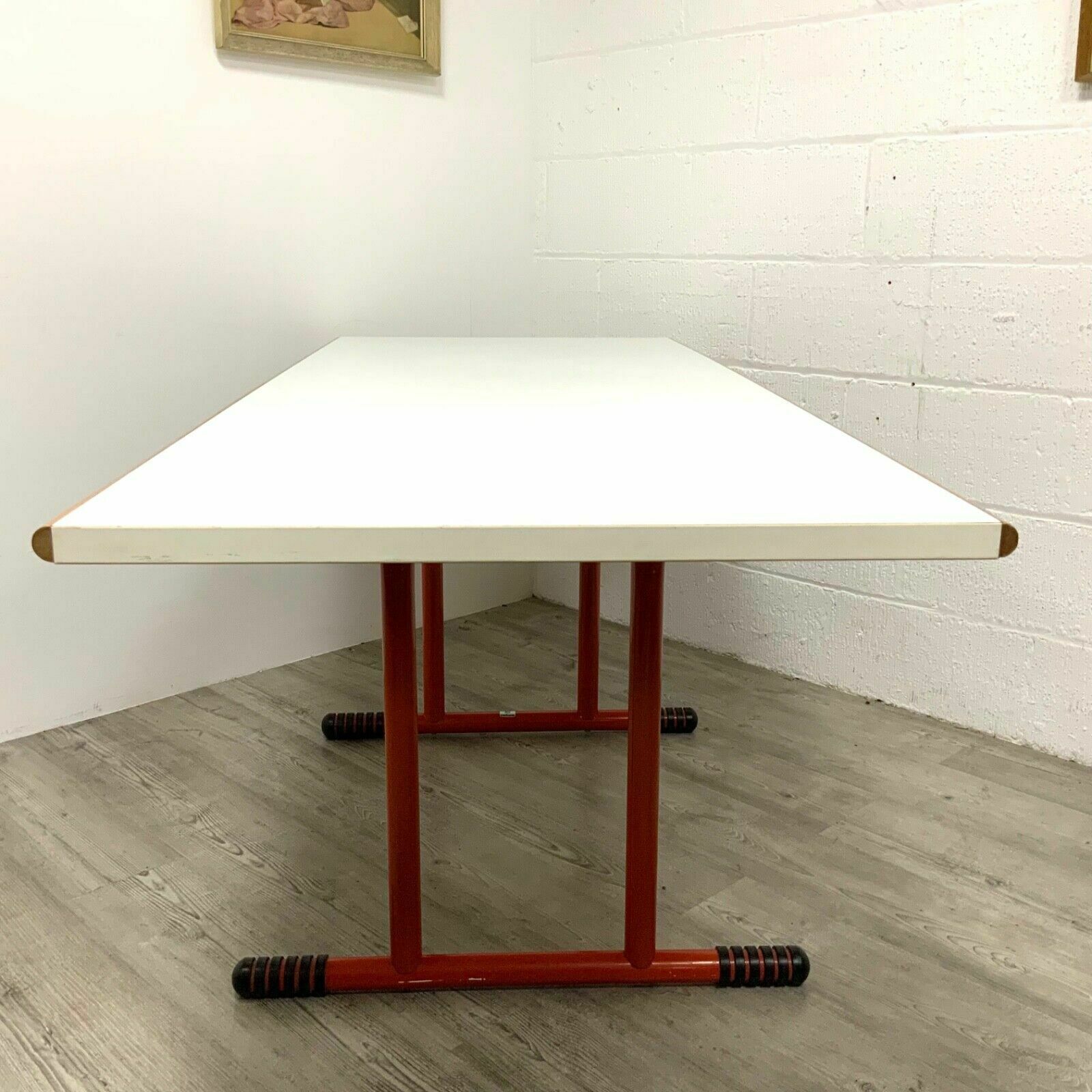 photo vintage Joe Colombo For Bieffeplast White And Orange Desk Dining Table Italian 1970s Mcm