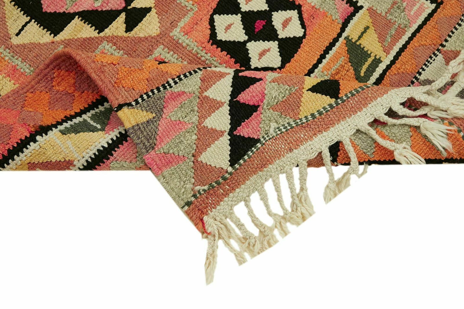 Handmade Multicolor Boho Runner Kilim Rug 304 Cm X 94 Cm photo vinterior