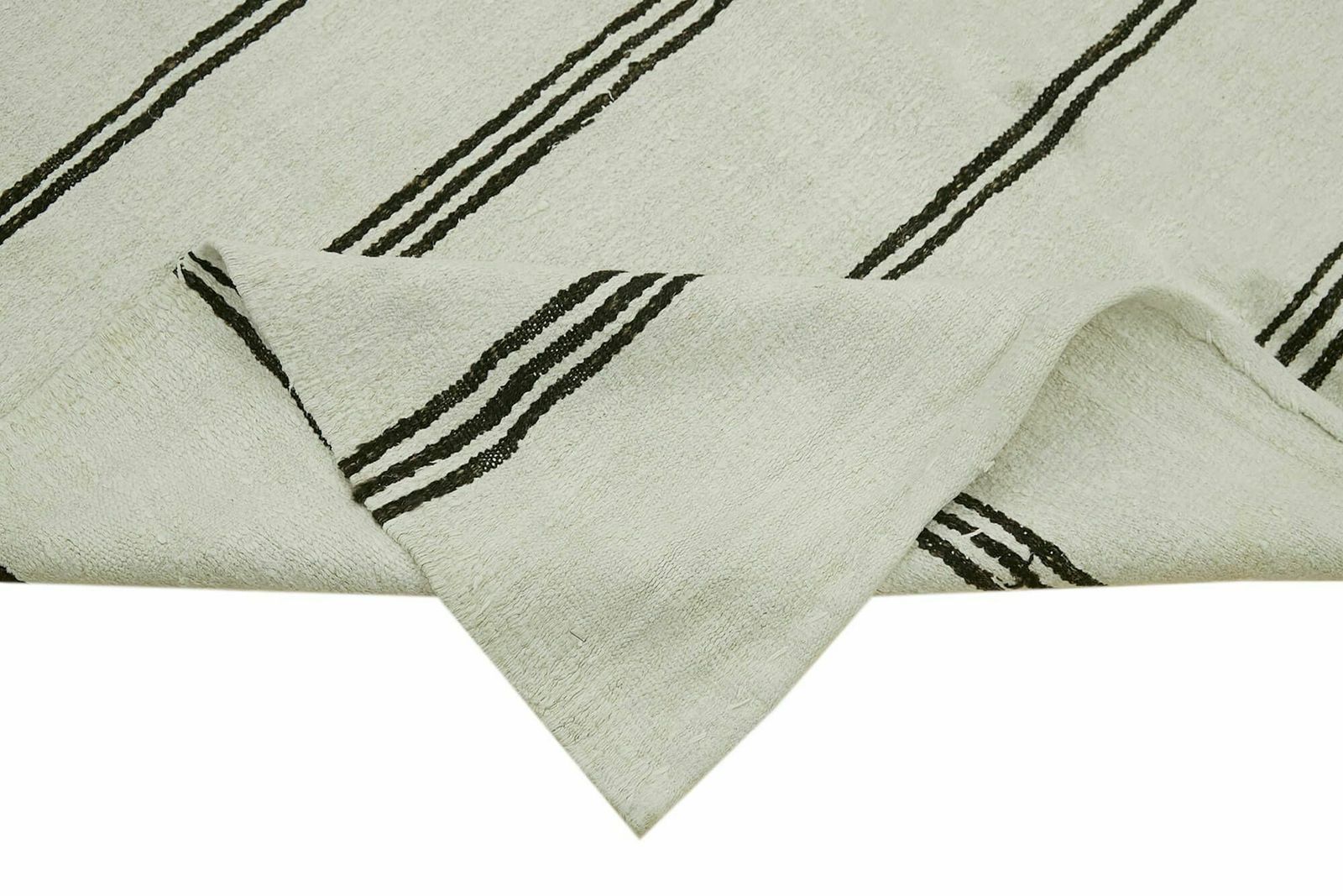 Handmade Contemporary White Hemp Kilim Rug  350 Cm X 177 Cm photo vinterior