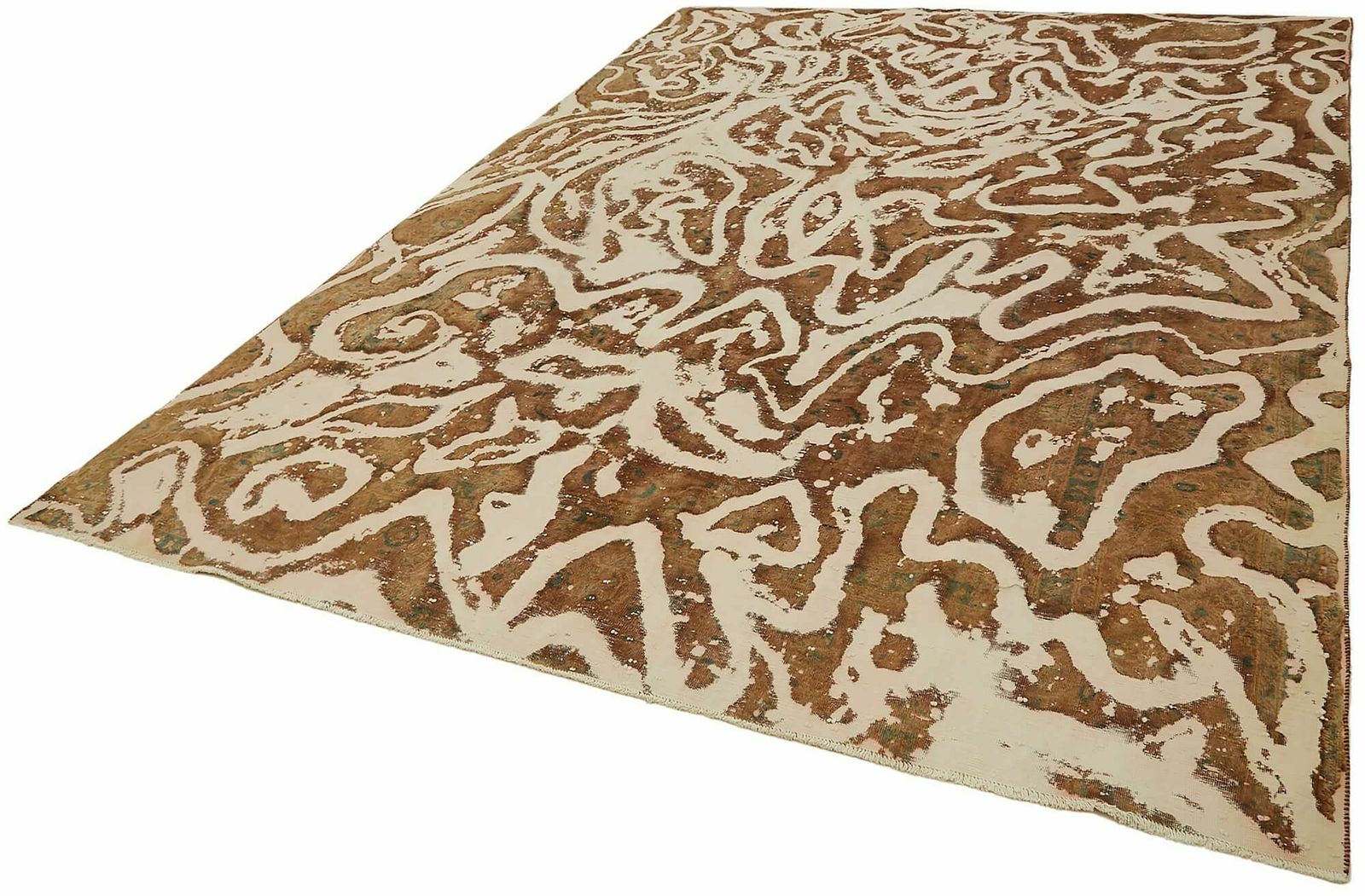 Handmade Decorative Beige Overdyed Large Area Rug 259 Cm X 350 Cm photo vinterior