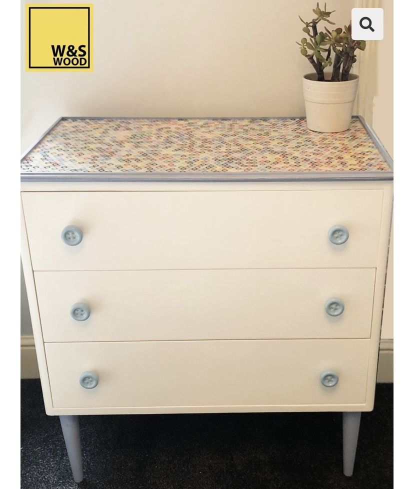 Resin Button Top White Chest Of Drawers