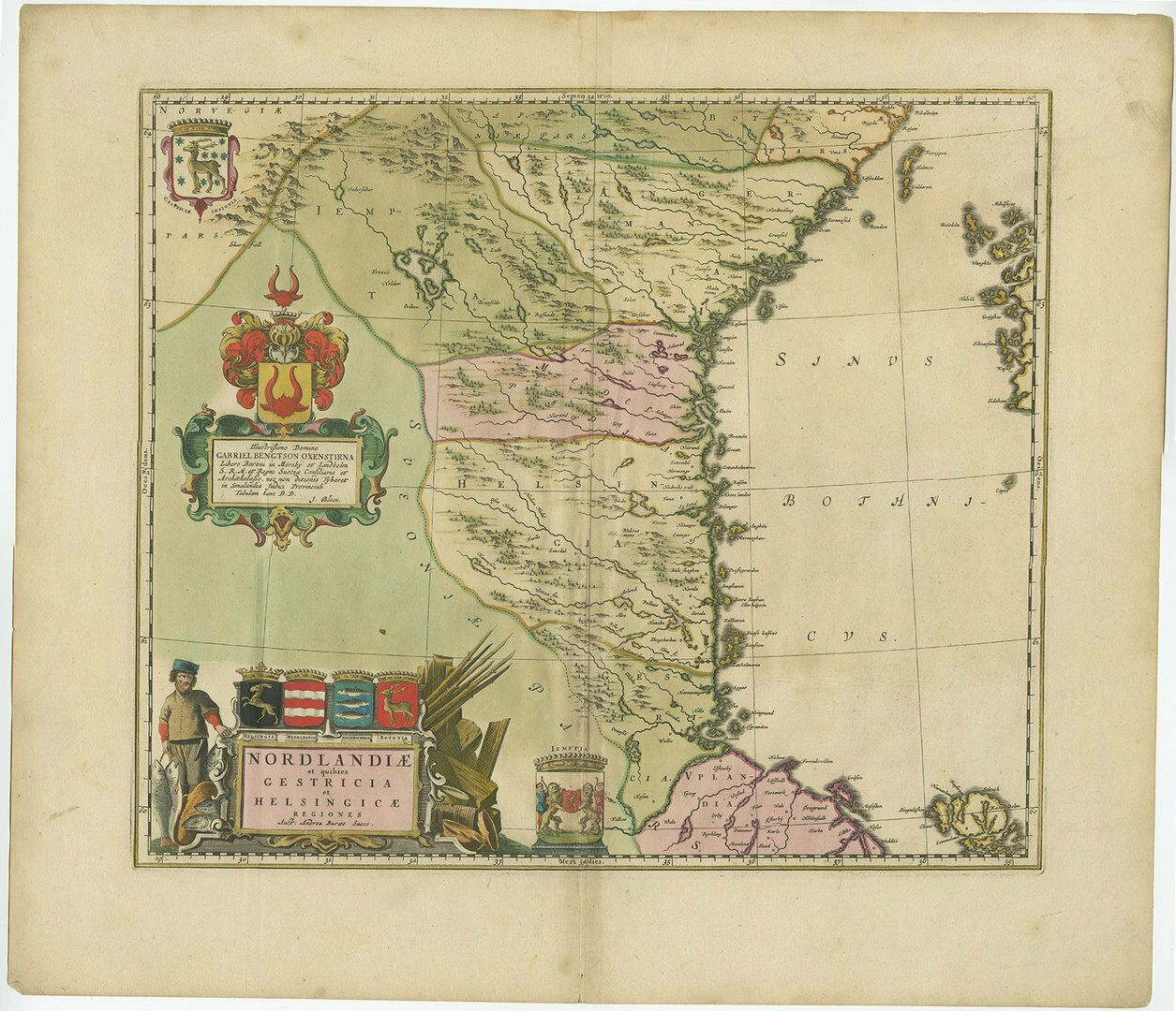 Antique Map Of Central Sweden With Original Hand Coloring