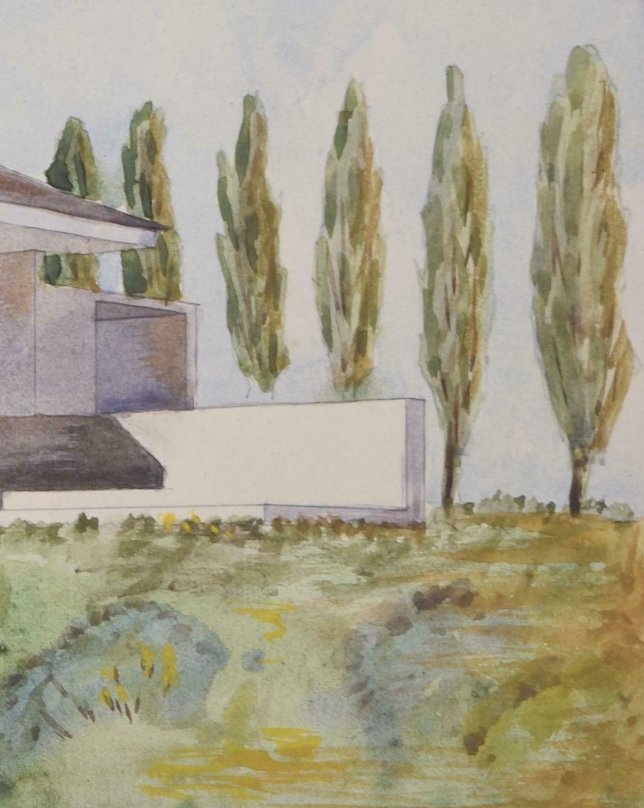 S Clapham Modernist Beach House Architectural Design Watercolour Drawing By S Clapham photo 345.0