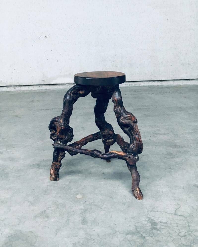 1950's Handmade Vinewood & Oak Bar Stool