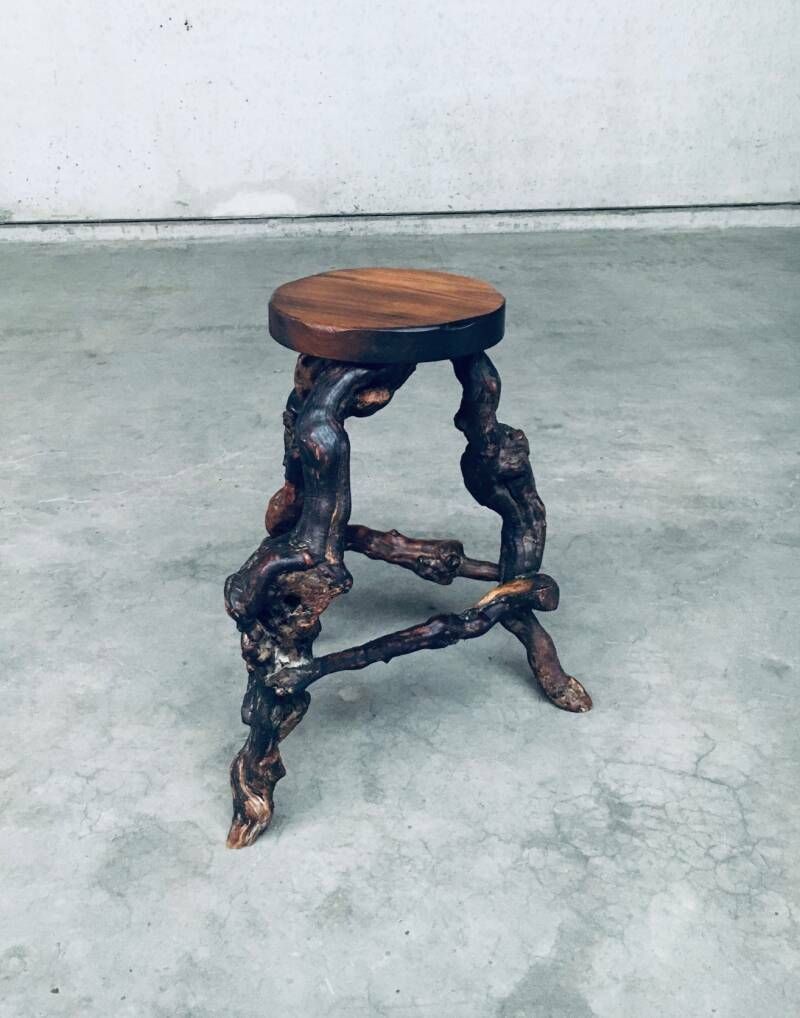 Handgemaakte Barkruk Van Wijnstokhouт En Eiken, Ca. Jaren 1950 photo furniture