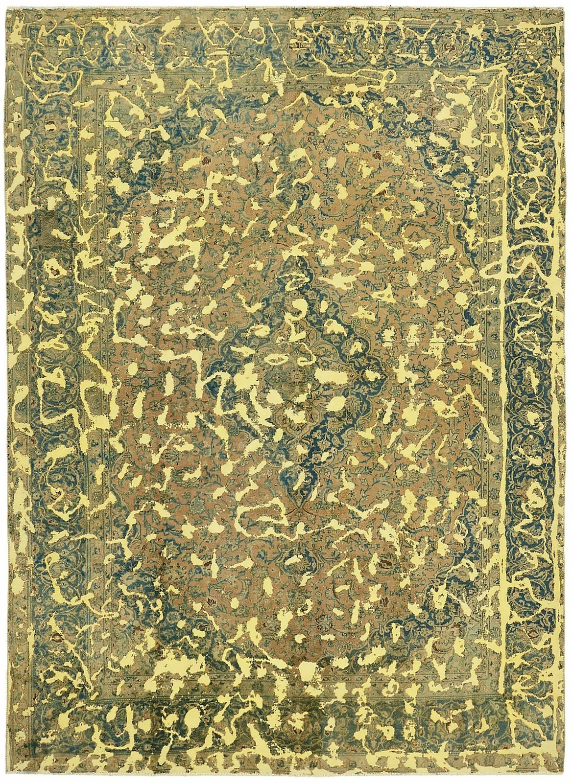 Handmade Yellow Overdyed Large Area Rug 370 Cm X 276 Cm