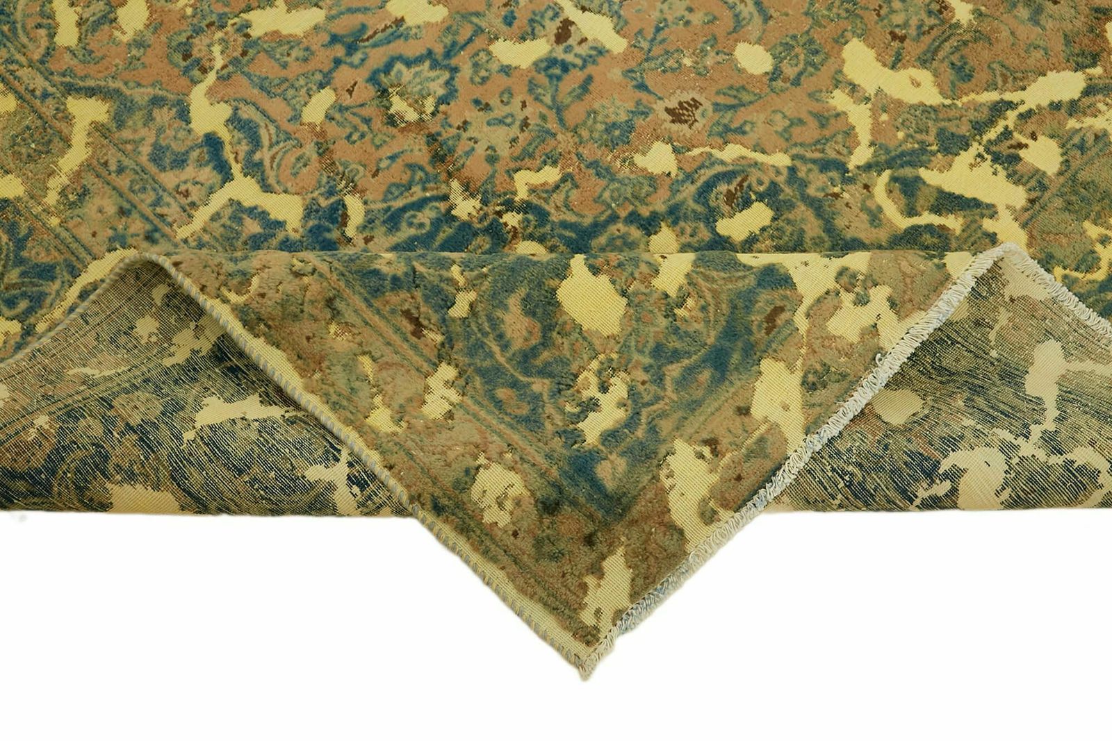 Handmade Yellow Overdyed Large Area Rug 370 Cm X 276 Cm photo vinterior