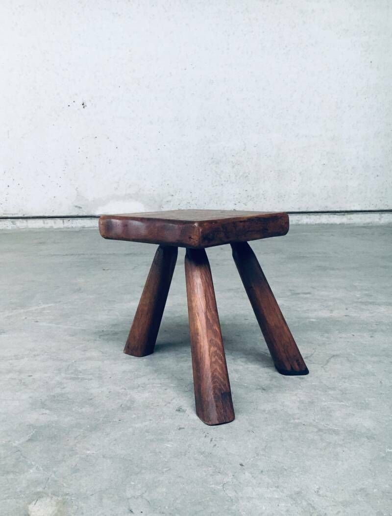 Driepoot Bijzettafel / Kruk Van Eiken, België, Ca. Jaren 1950 photo furniture