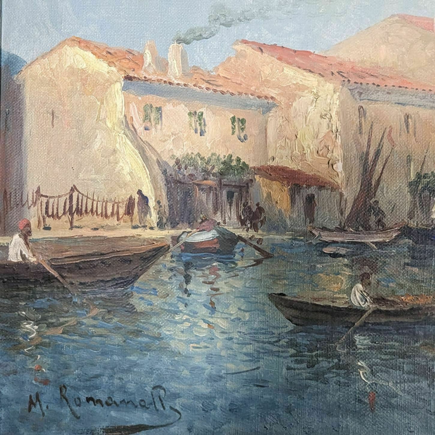 Marine 1900 View Of Martigues Illegible Signature photo for sale