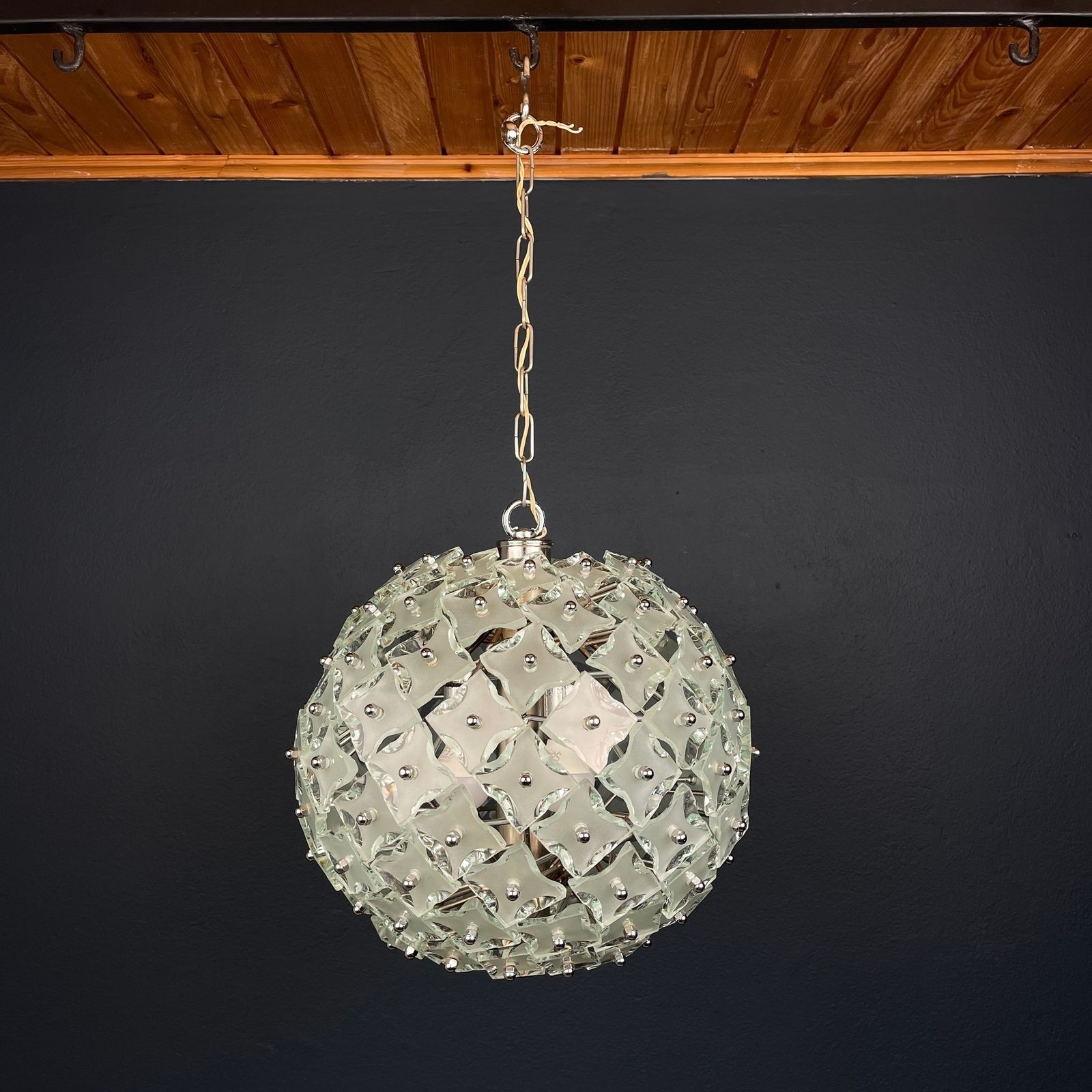 Lighting Art Glass Pendant Lamp Sputnik By Fontana Arte Italy 1960s photo