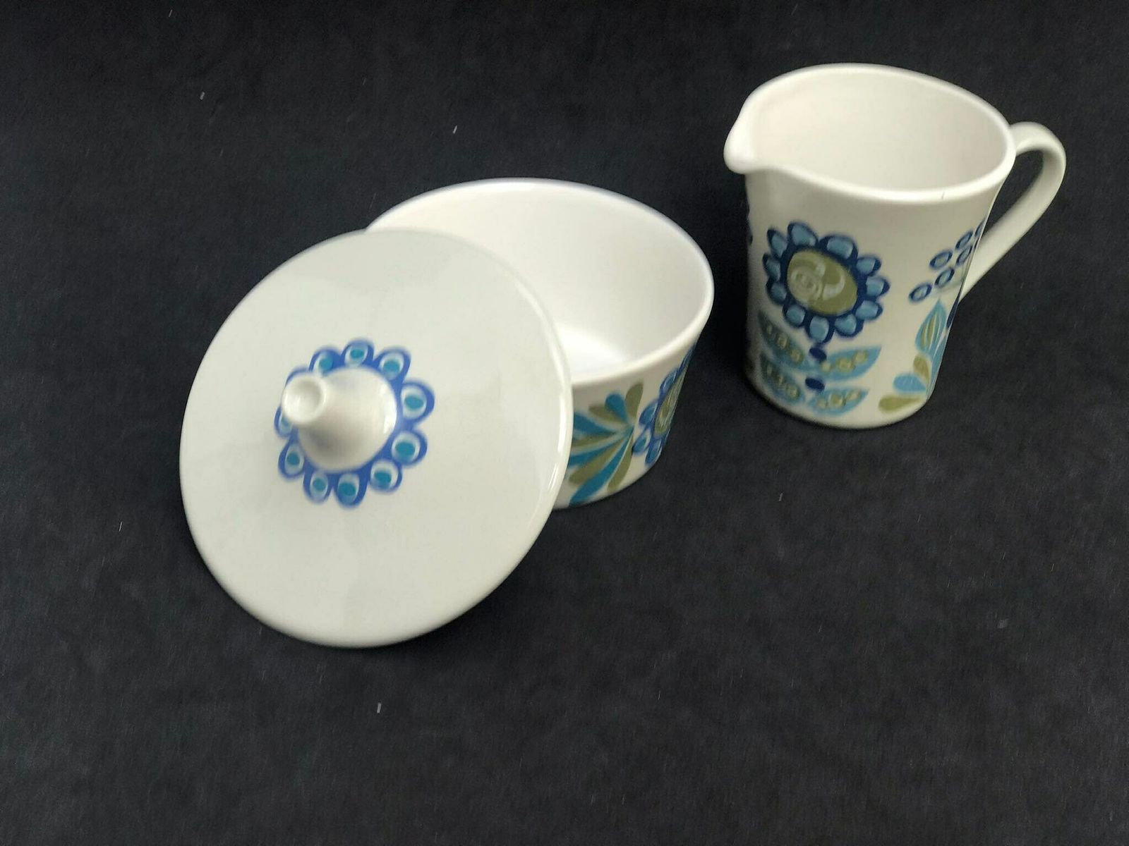 Figgjo Flint Sugar Bowl And Milk Jar By Turi Gramstad Oliver, Tor Viking Pattern Tea Creamer Milk Pot Kitchen Norvegian Design Table photo vinterior