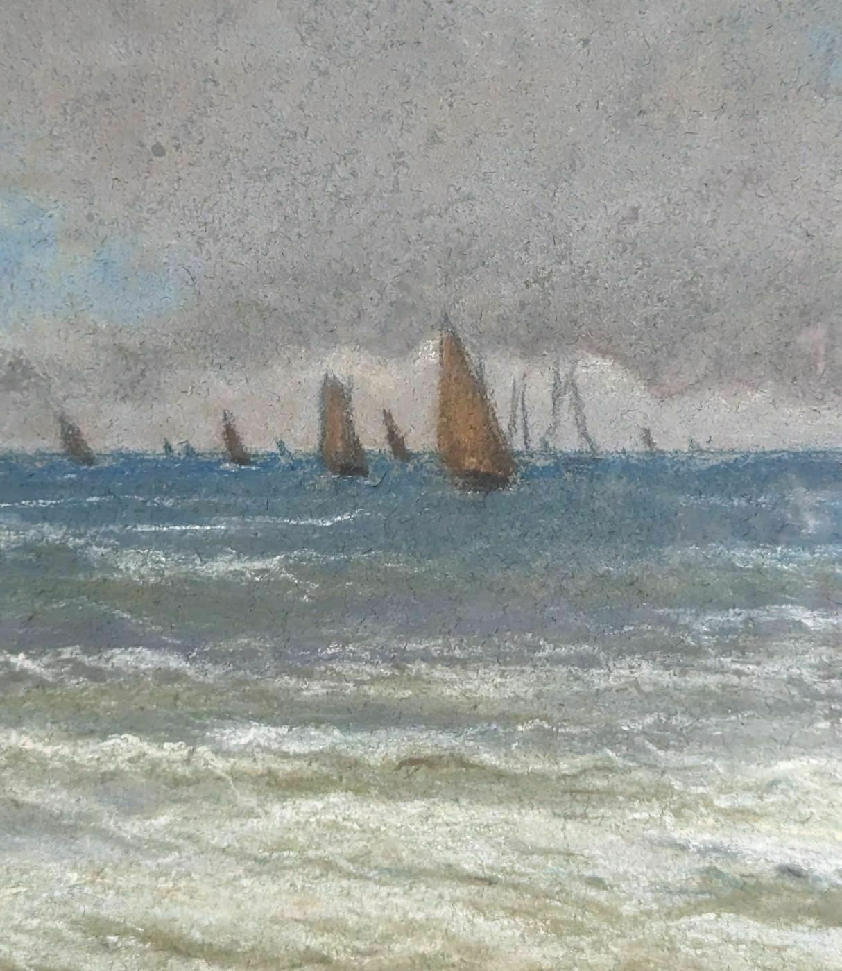 Pastel Drawing Marine Illustrations With Sailboats Late 19th Century photo 1949.0